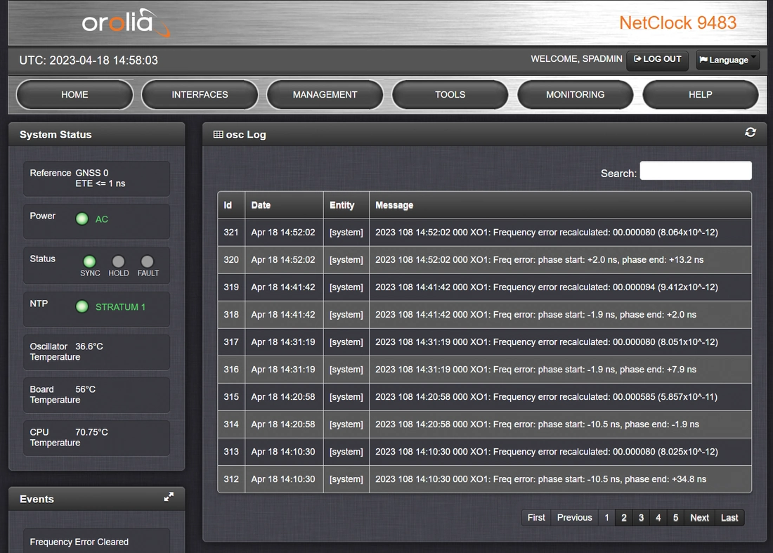 Spectracom 9483 OCXO GPS NENA ASCII NetClock NTP Network